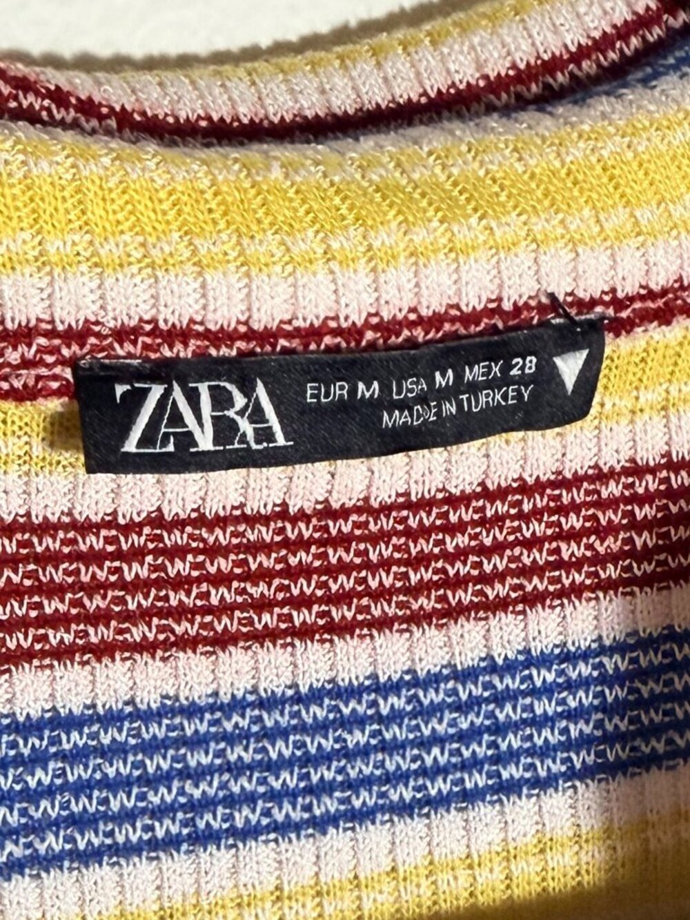 Zara Striped Knit Polo Top Retro Y2K Cropped Shirt M - Picture 3 of 5